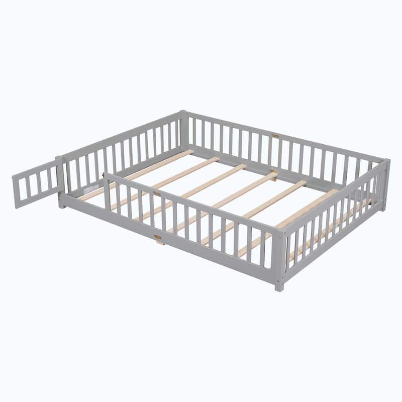 Durable Floor Platform Bed with Fence