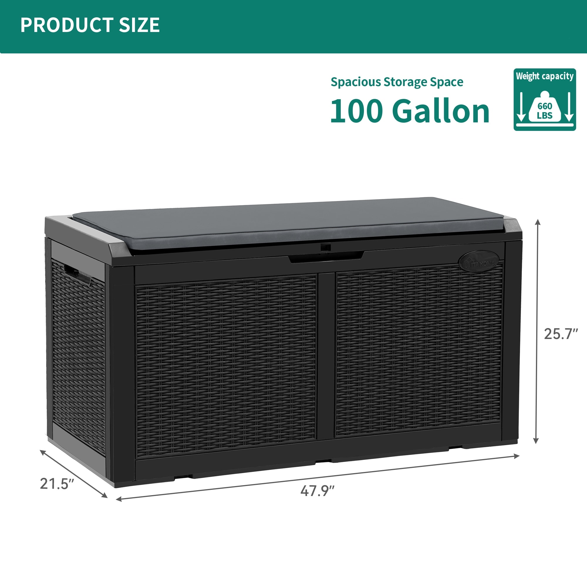 Zenova 52-Gallon Small Deck Box Outdoor Storage Container - 52