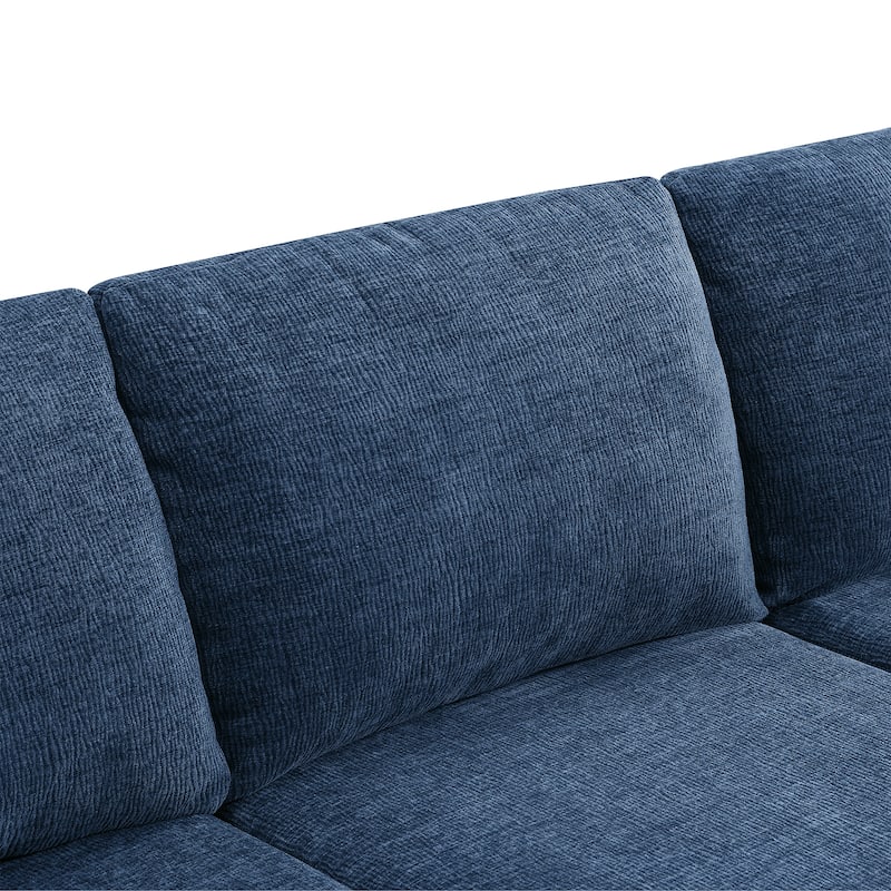 Modular U-Shaped Sectional Sofa with 2 Ottomans, Chenille Cloud Floor Couch, Fully Compressed Upholstered Sofa