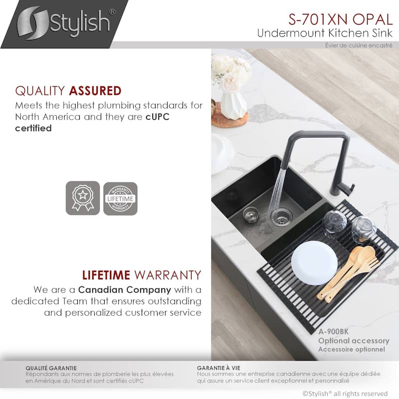 STYLISH 32 inch Graphite Black Double Bowl Undermount Stainless Steel Kitchen Sink with Grids and Basket Strainers Handmade