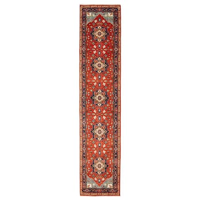 ECARPETGALLERY Hand-knotted Serapi Heritage Red Wool Rug - 2'7 x 12'0