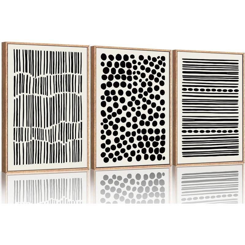 Minimalist Geometric Line Wall Decor, Abstract Black Wall Painting - 16 x 24