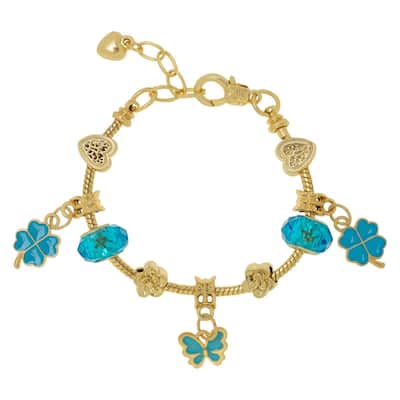 Victoria Townsend Gold Plated Butterfly & Lucky Charm Bracelet