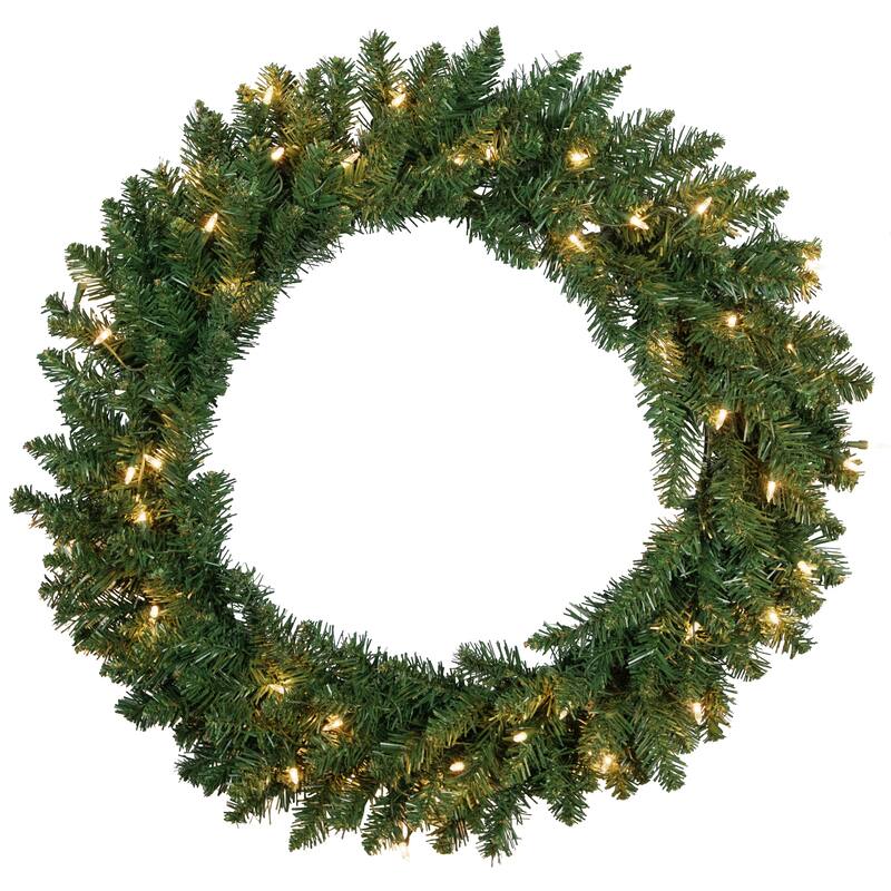 Buffalo Fir Artificial Christmas Wreath - 30-Inch, Clear Lights