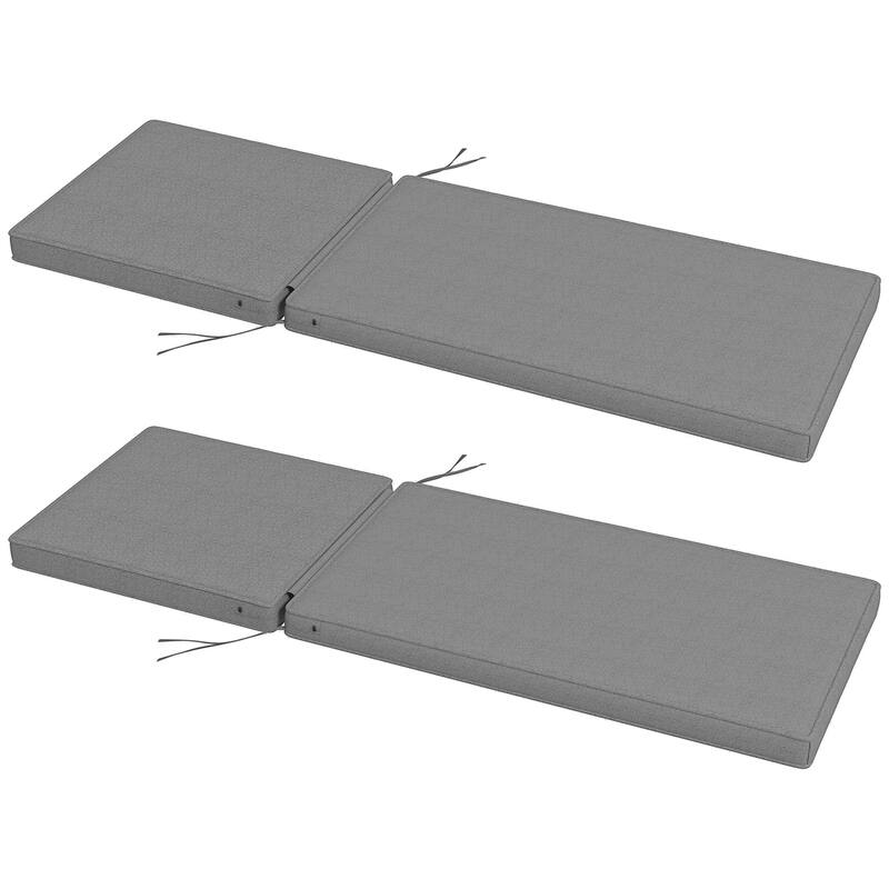 Outsunny 2 Patio Chaise Lounge Chair Cushions with Backrests, Replacement Patio Cushions with Ties for Outdoor Poolside Lounge