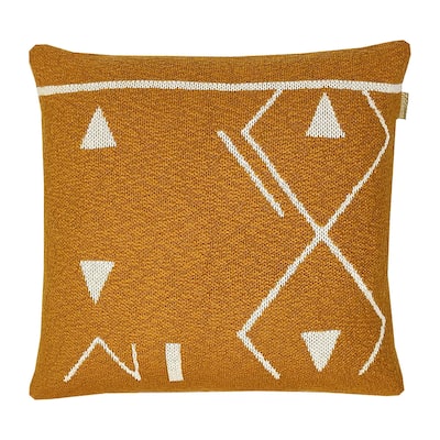 Bella 20-inch x 20-inch Handwoven Cotton Blend Throw Pillow, Mustard Yellow & Cream