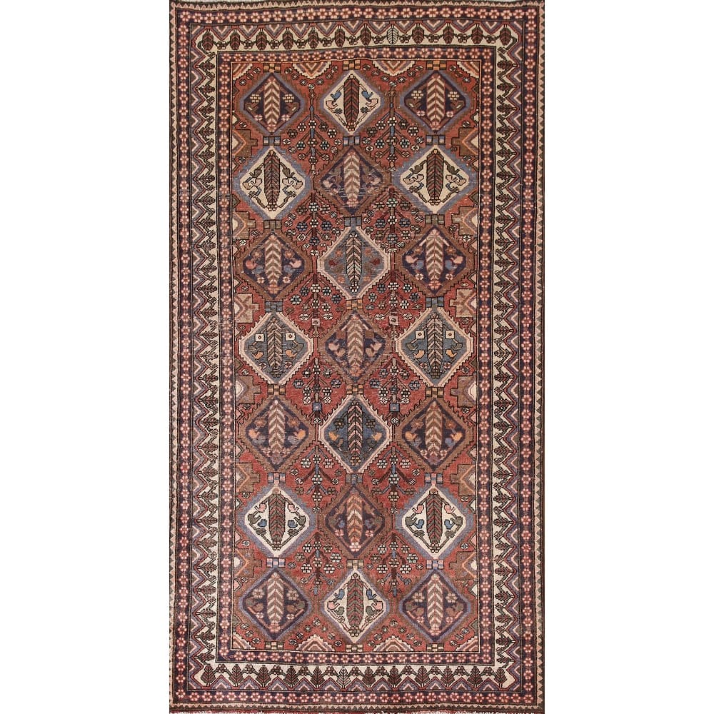Bakhtiari Persian Vintage Area Rug Handmade Wool Carpet - 4'10"x 9'10"