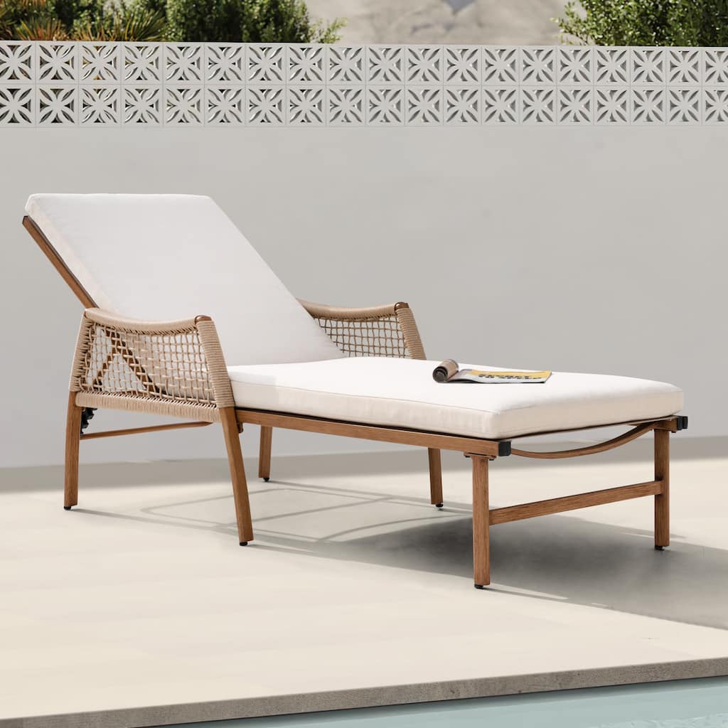Outdoor Aluminum and Rattan Chaise Lounge Chair with 6 Adjustable Backrest