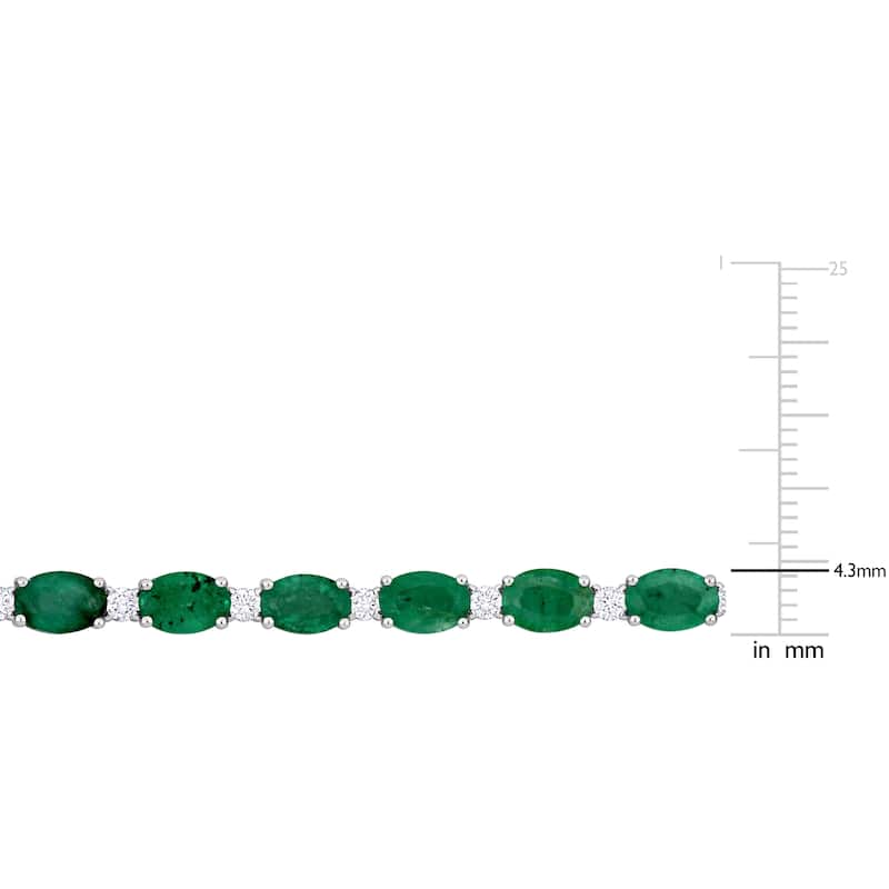 Miadora 9 3/8ct TGW Oval-cut Emerald 7/8ct TDW Diamond Tennis Bracelet in 14k White Gold