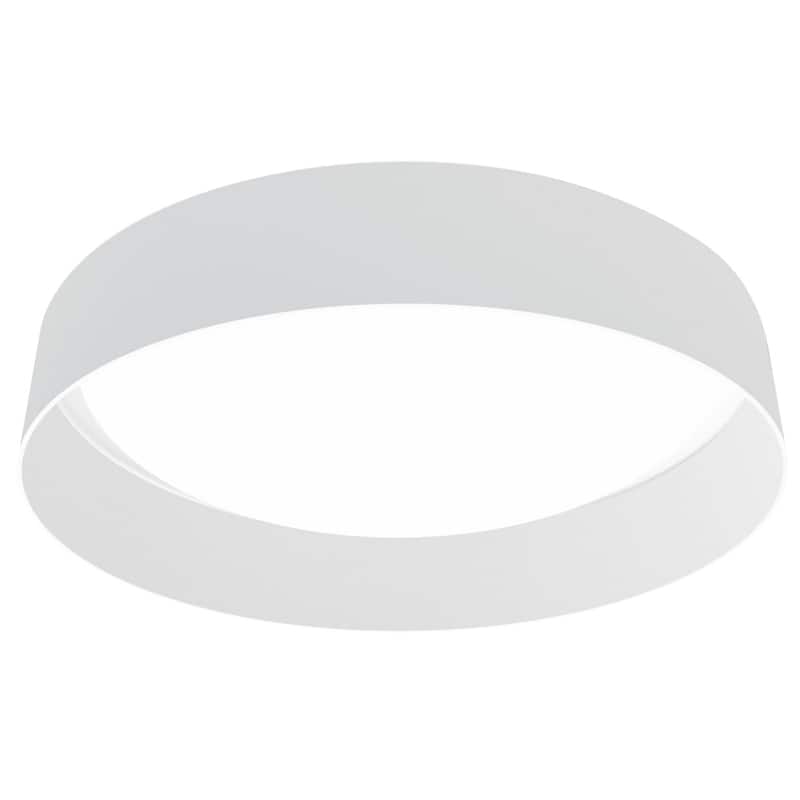 Eglo Palomaro 16-inch White Glass Ceiling Light with White Fabric - White