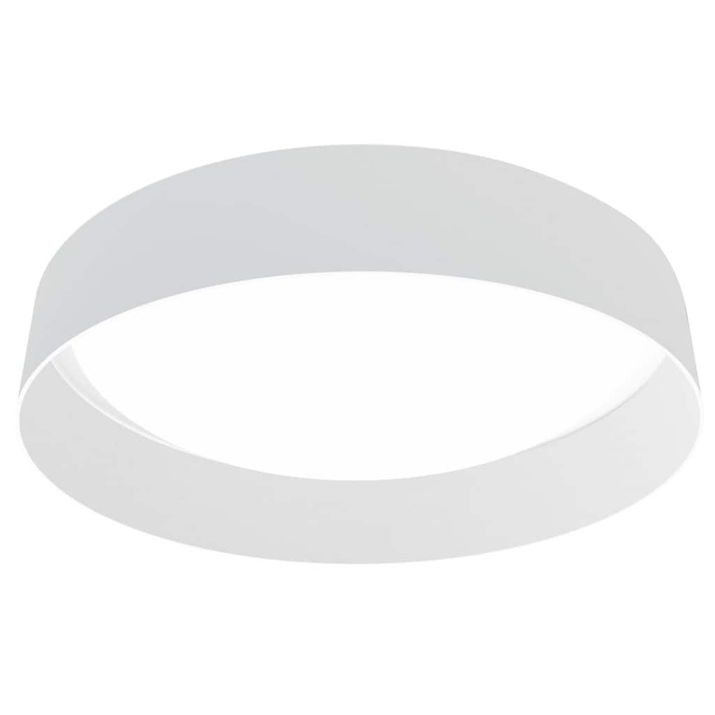 Eglo Palomaro 16-inch White Glass Ceiling Light with White Fabric