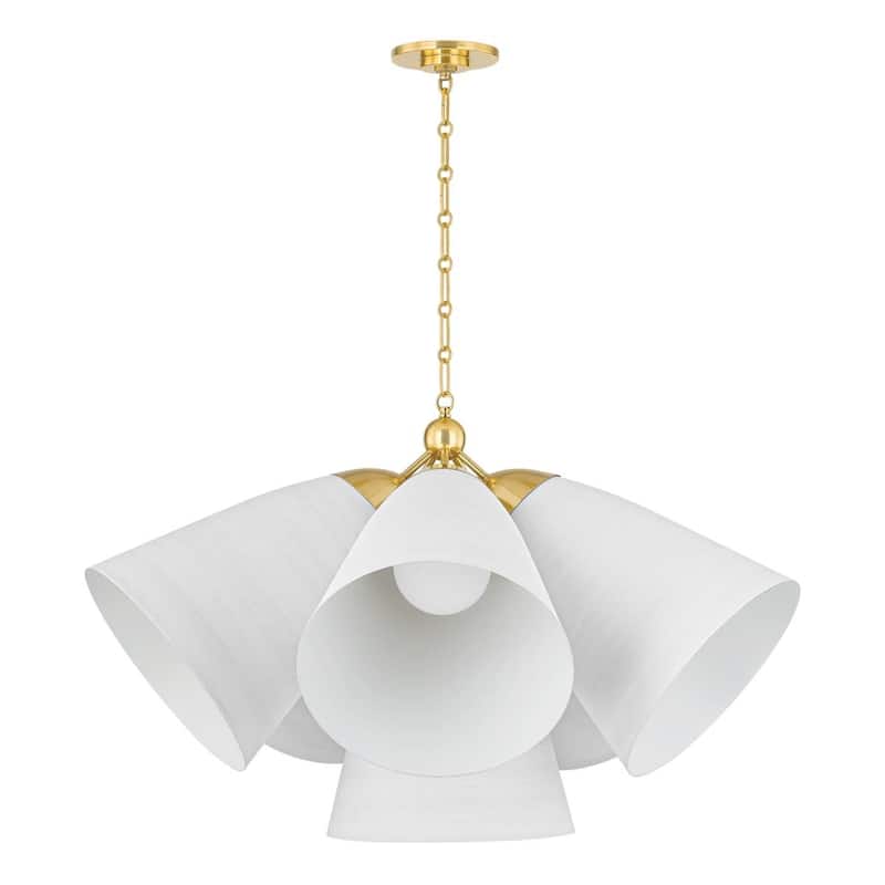 Hudson Valley Lighting BKO1502 Bronson 6 Light 38" Wide Chandelier - Aged Brass / White Plaster