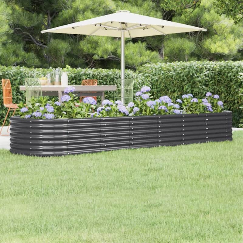 vidaXL Raised Garden Bed Raised Flower Bed Galvanized Steel Outdoor Planter - 116.5" x 31.5" x 14.2" - Anthracite