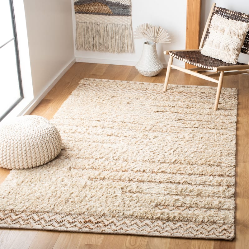 SAFAVIEH Handmade Natura Siemone Casual Wool Rug - 8' x 10' - Beige/Natural