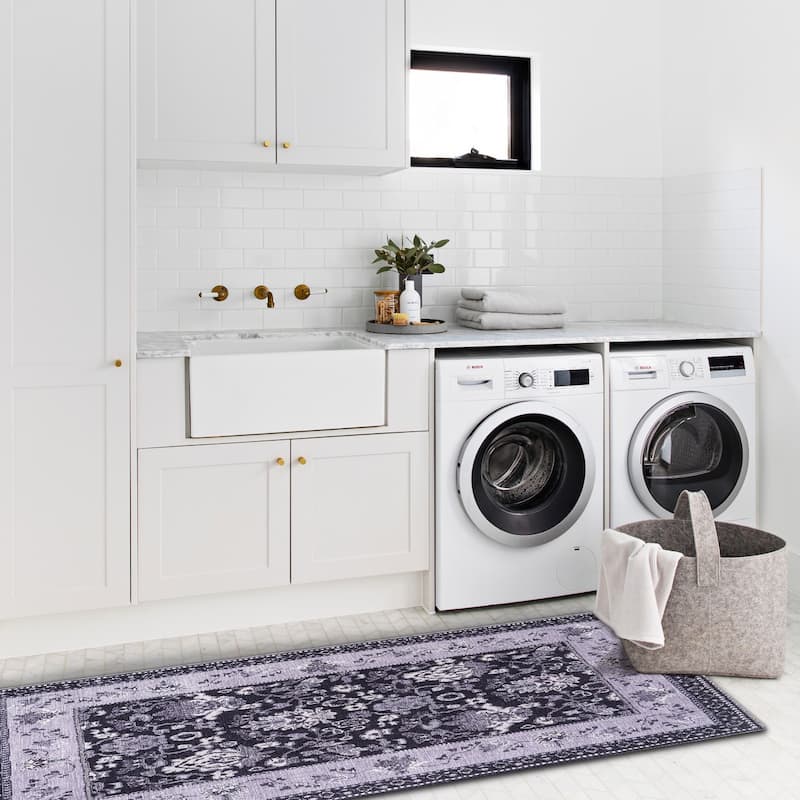 Machine Washable Indoor Rug Floral Pattern Stain Free for Indoor Living Room Bedroom Office Area Rug