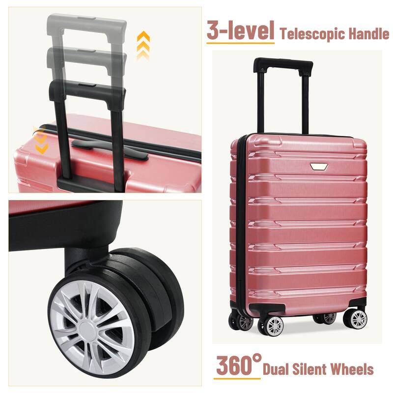 Luggage Sets 3 Piece ABS Hardshell Lightweight Durable Suitcase with Spinner Wheels, for Travel Men Women