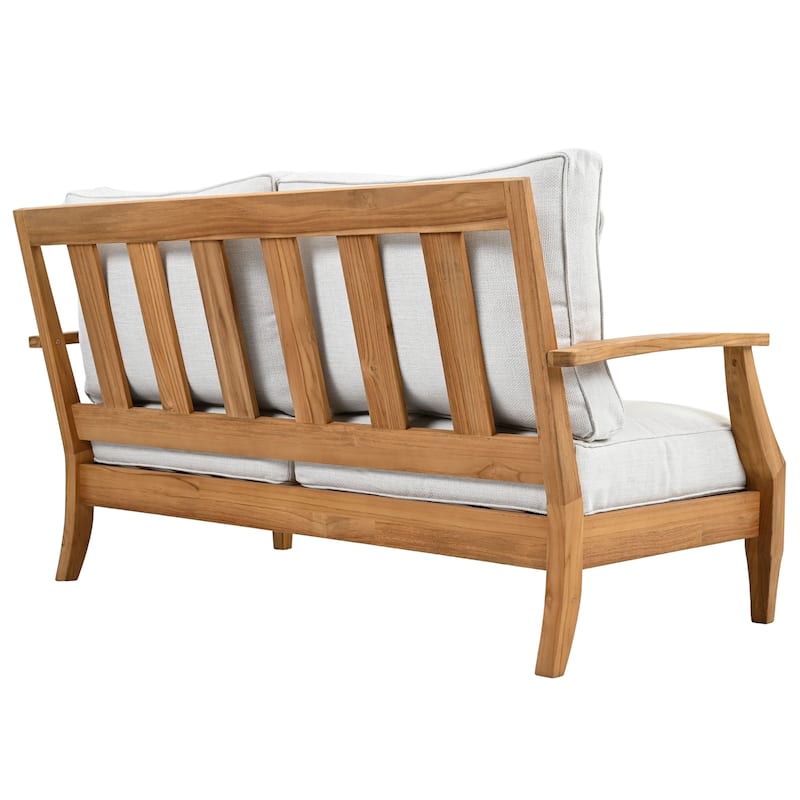 SAFAVIEH Couture Martinique Wood Patio Loveseat - 56"W x 35"D x 32"H