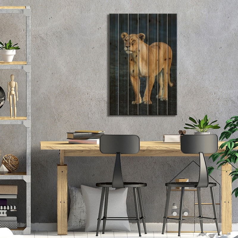 African Lioness, Serengeti National Park, Tanzania Print On Wood by Panoramic Images - Multi-Color