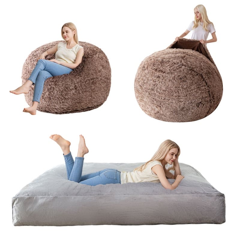 Giant Bean Bag Chair Bed - Brown - Large