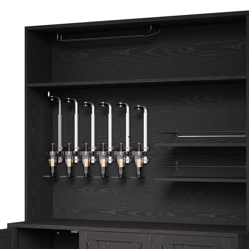Moasis Farmhouse Bar Cabinet Wine Rack with RGB Light and Power Outlet