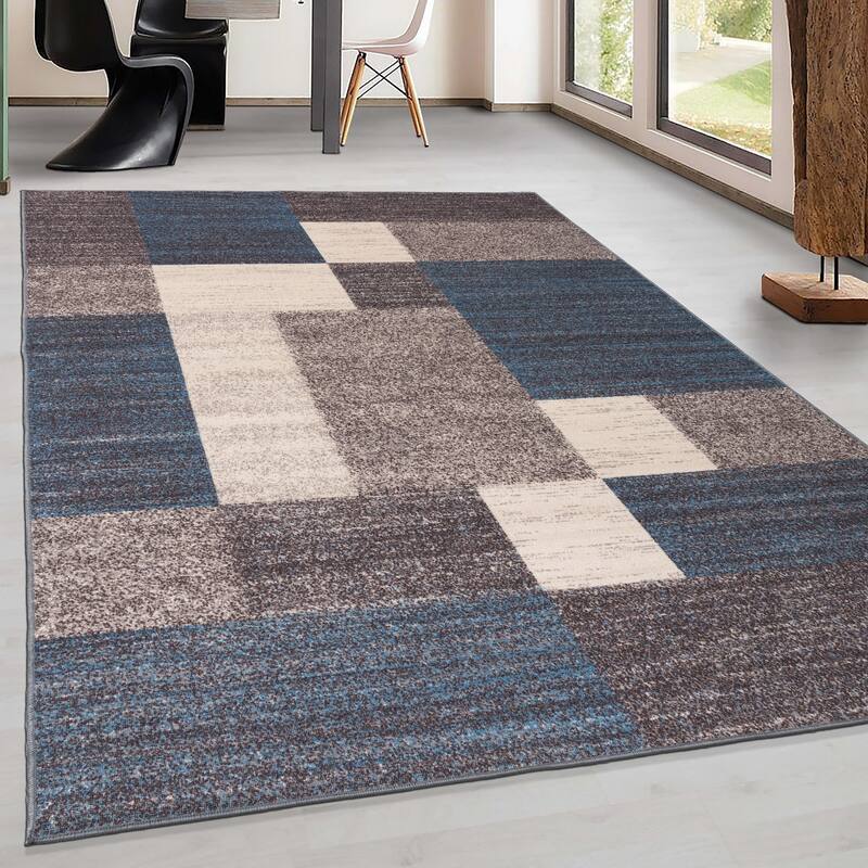 World Rug Gallery Modern Boxes Design Non-slip (Non-skid) Area Rug