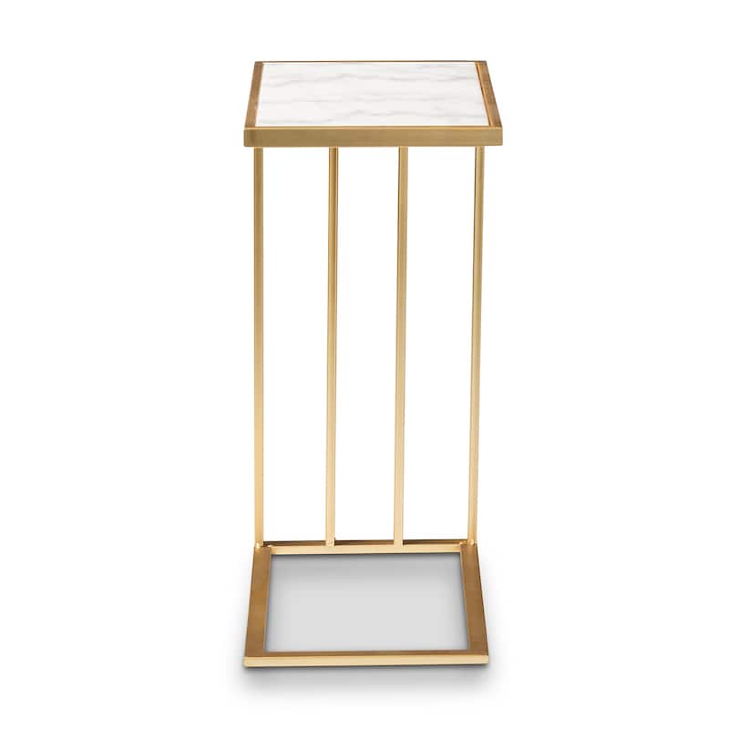 Parkin Modern and Contemporary C Shaped End Table with Marble Tabletop