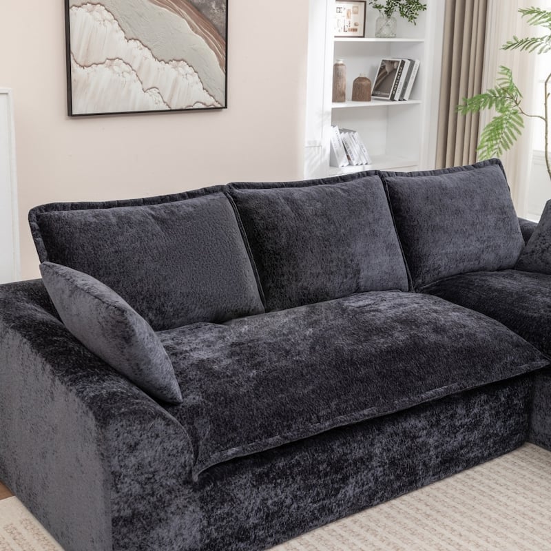 103.15" Modern Chenille Boneless Sectional Sofa with Chaise