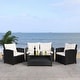 preview thumbnail 26 of 44, SAFAVIEH Outdoor Vellor 4-Piece Conversation Patio Set. Black/White