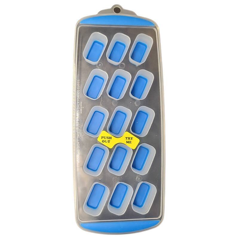 Handy Housewares 15 Rectangle Cube Flexible Silicone Bottom Push-Out Ice Cube Tray - 1 Pack - Blue