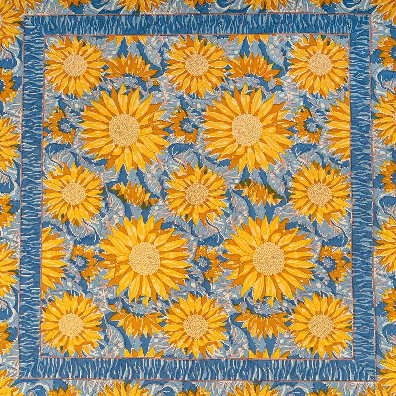 Couleur Nature Sunflower Tablecloth - Yellow/Blue