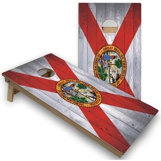 Solid Wood Cornhole Boards - Florida Flag Design
