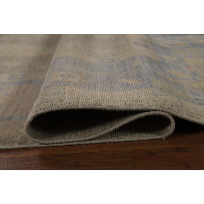 Hand Knotted Oriental 100% Wool Carpet Transitional All-Over Greys & Charcoal Oushak Area Rug - 13' 9'' X 9' 10''