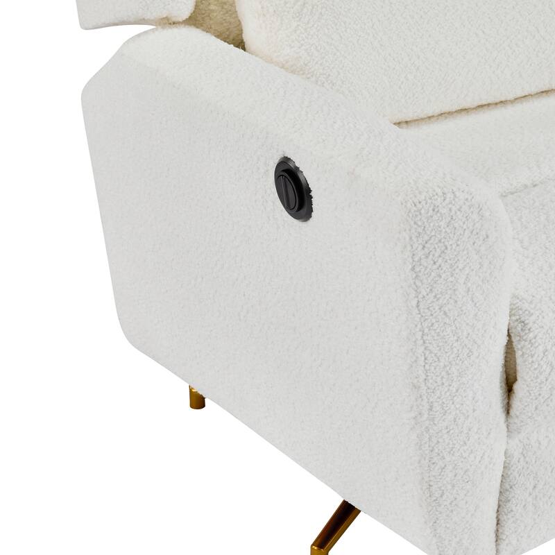 Roomfitters Power Swivel Recliner Chair, Upholstered 360° Swivel Power Recliner with Gold 5-Star Base