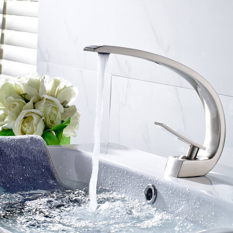 Nickel Single Hole Arch Bathroom Sink Vessel Faucet