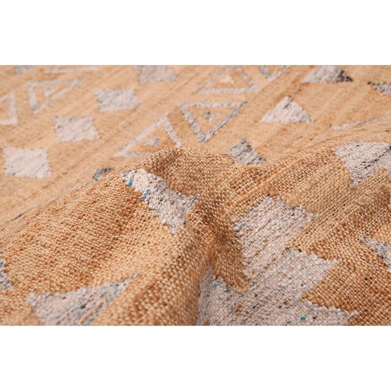 ECARPETGALLERY Flat-Weave Palas Denizli Tan Jute, Rayon Kilim - 5'6 x 7'5