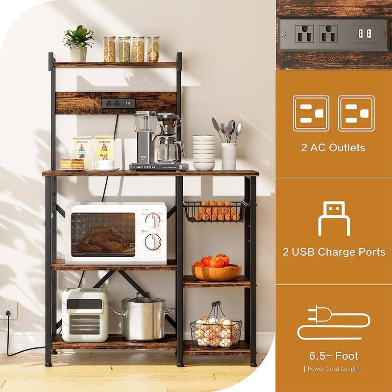 Futzca Kitchen Bakers Rack, Microwave Stand, Coffee Bar