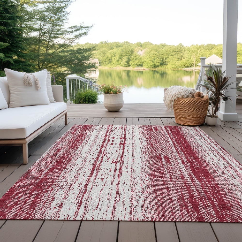 Machine Washable Indoor/ Outdoor Chantille Ombre Stripes Rug