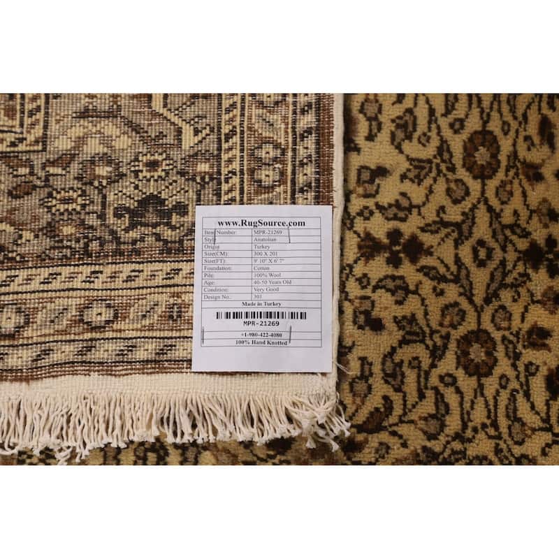 All-Over Anatolian Turkish Vintage Area Rug Hand-Knotted Wool Carpet - 6'7" X 9'10"