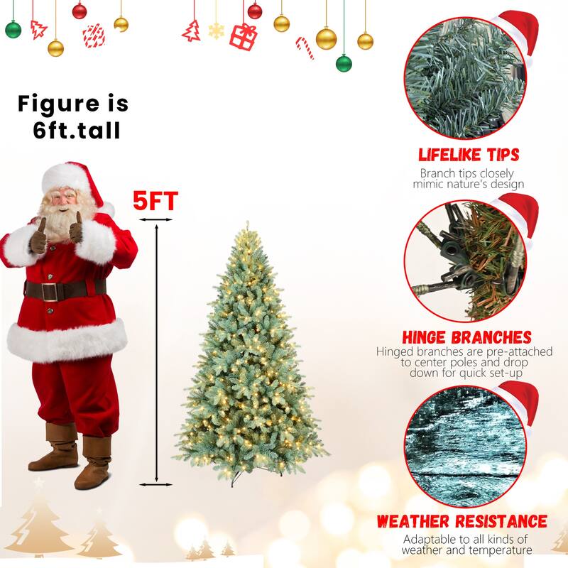 PE&PVC Green Christmas Tree with Lights - N/A