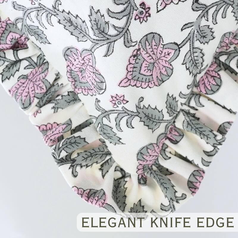 Fabdivine Cotton Frill Both Side Floral Pillow Cove Bed or Living Room Decoration