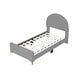 preview thumbnail 32 of 52, Bedroom Velvet Fabric Bed Frame with Classic Semi-circle Shaped Headboard and Metal Legs, Upholstered Platform Bed for Kids