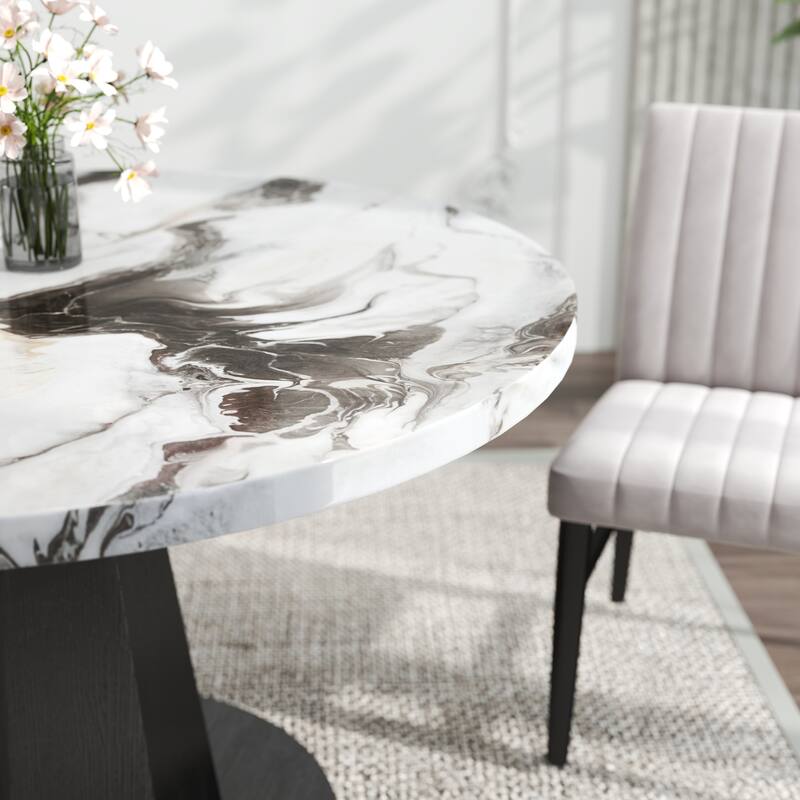 Roundhill Furniture Cavira 5-Piece Round Modern Dining Set