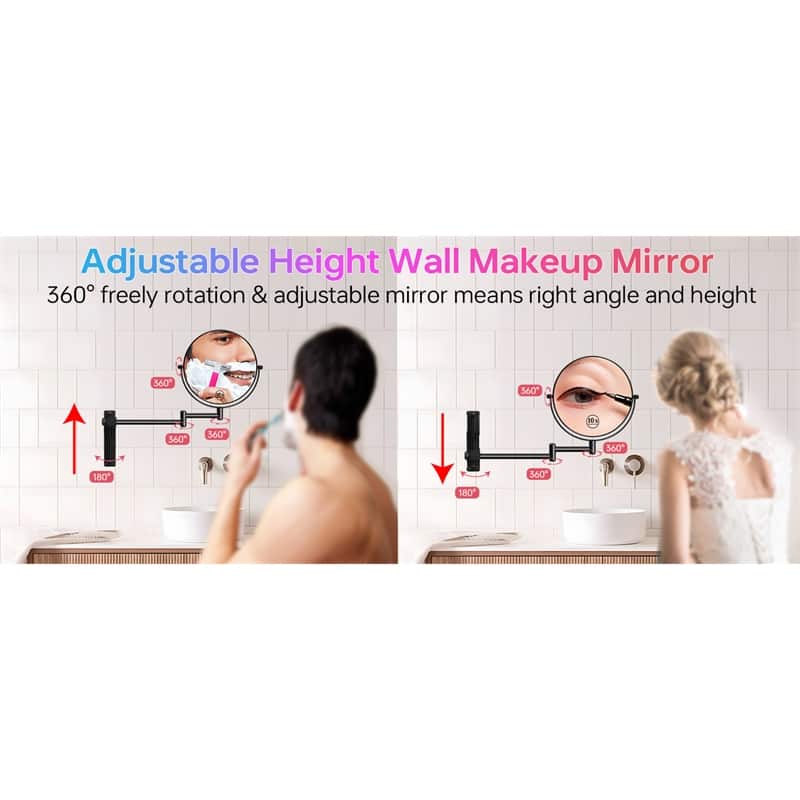 8 Inch 1x/10x Magnifying Double Sided Wall Mounted Makeup Mirror