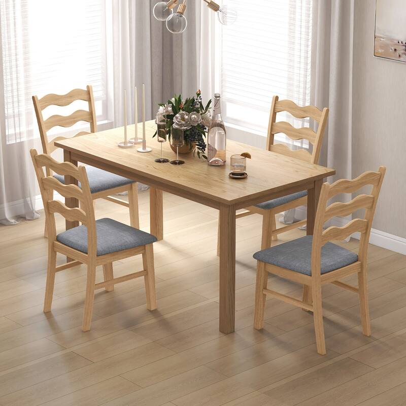 Gymax Dining Chair Set of 4 w/ Padded Seat Hollowed Wave Backrest