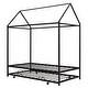 preview thumbnail 3 of 7, Black Metal House Bed with Trundle for Kids