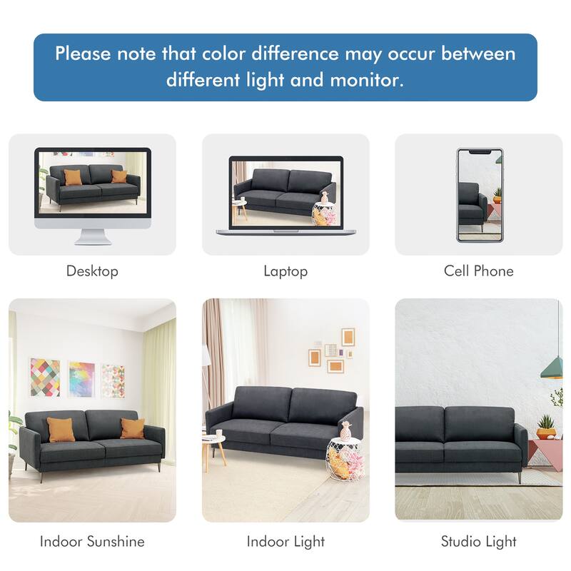 Costway 76.5'' Fabric Sofa Couch Living Room Small Apartment Furniture