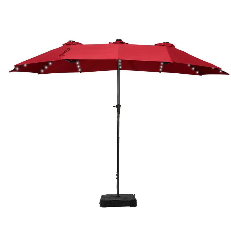 Ainfox 15ft Patio Umbrella with Base Outdoor Umbrella with Lights