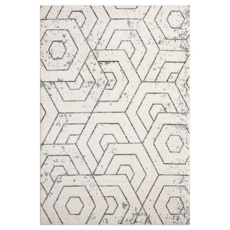 Abani Rugs Casa CAS190A Abstract Cream Honeycomb Area Rug