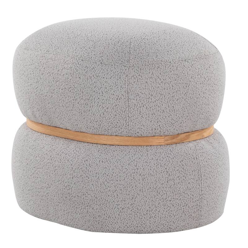 Cinch Contemporary Pouf Ottoman in Fabric and Natural Wood by LumiSource