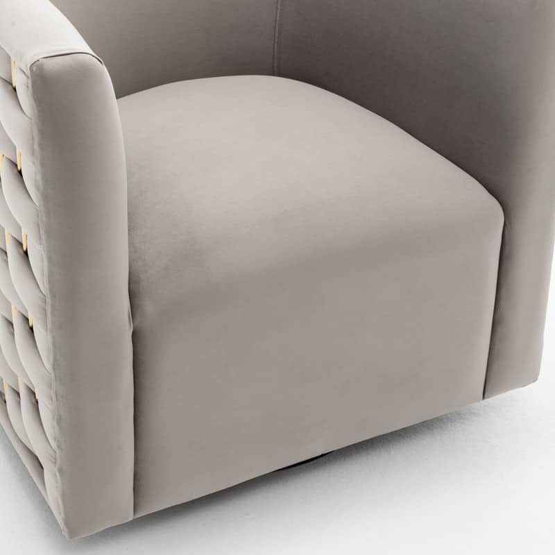 Modern Glam Velvet Upholstered 360 Degree Swivel Barrel Chair